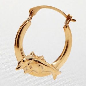 SOLD | 14k Gold Dolphin Hoop Earrings